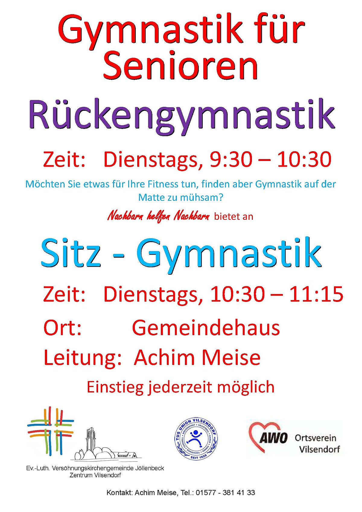 Gymnastk im Gemeinehaus