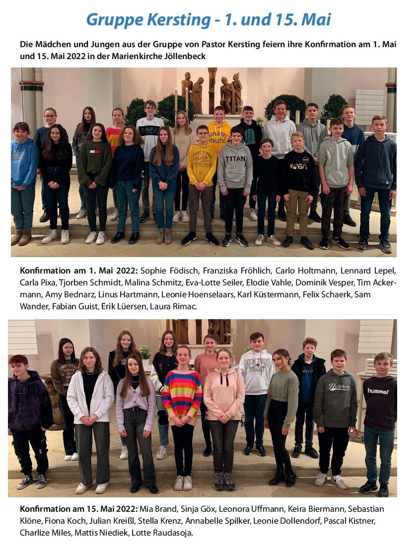 Gruppe Kersting, 1. und 15. Mai