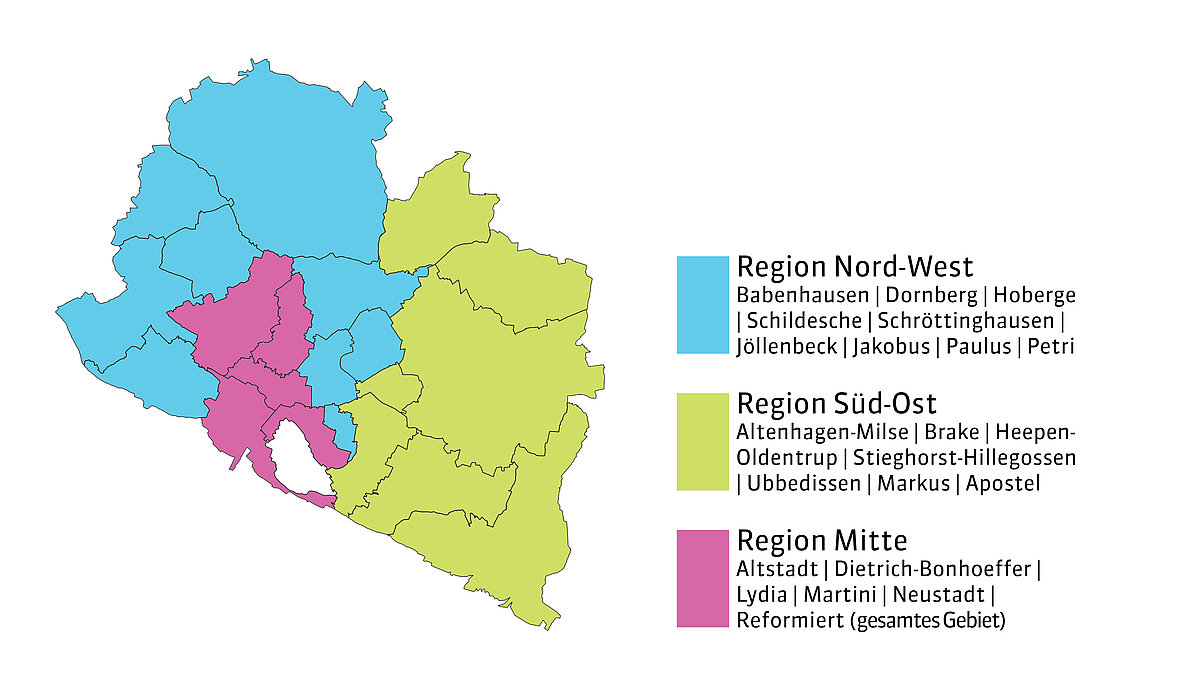Kirchenkreis Bielefeld: Grafik der Regionen